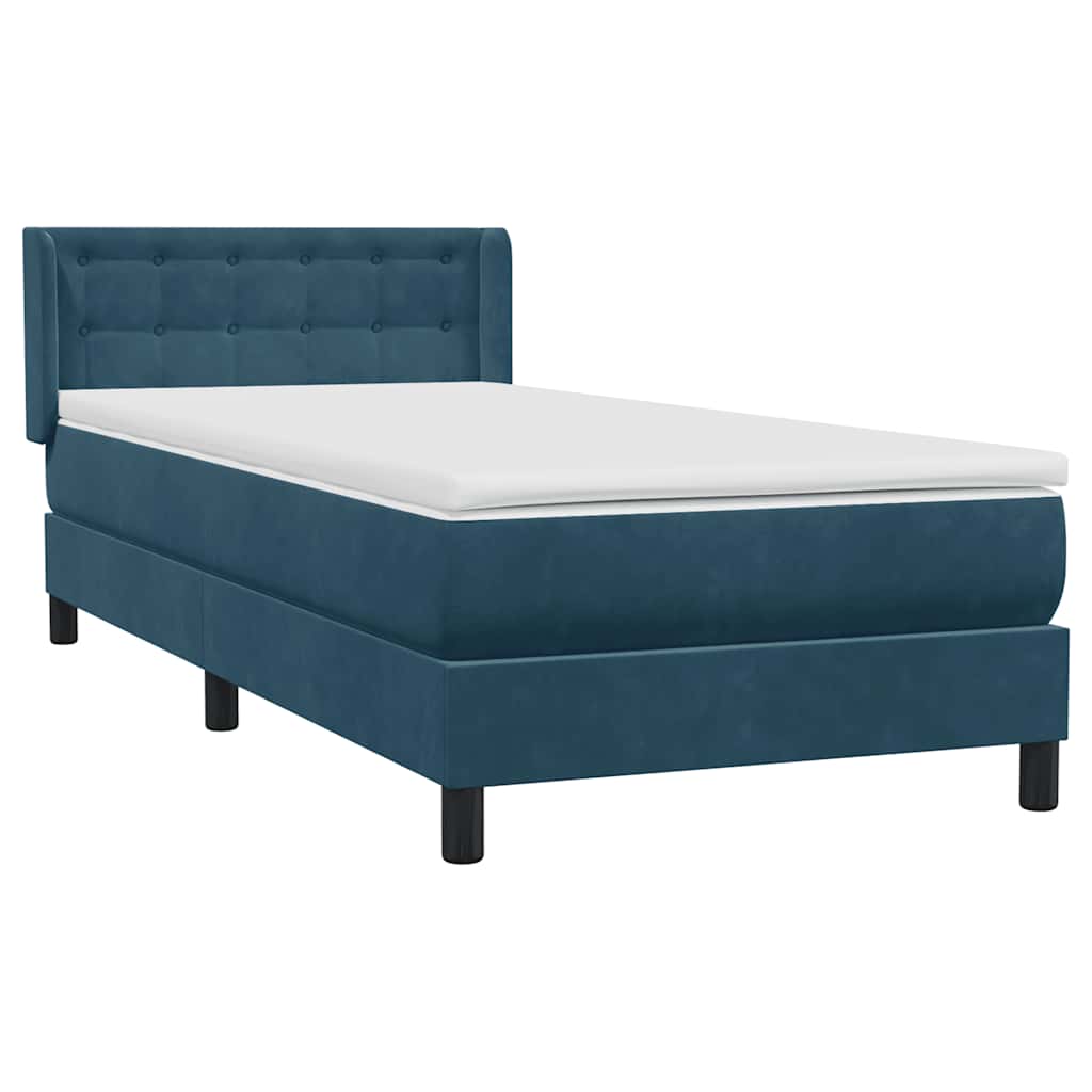 Sommier à lattes de lit et matelas bleu foncé 80x220 cm velours