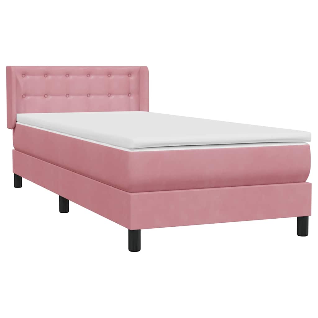 Sommier à lattes de lit avec matelas rose 80x220 cm velours - XIOS