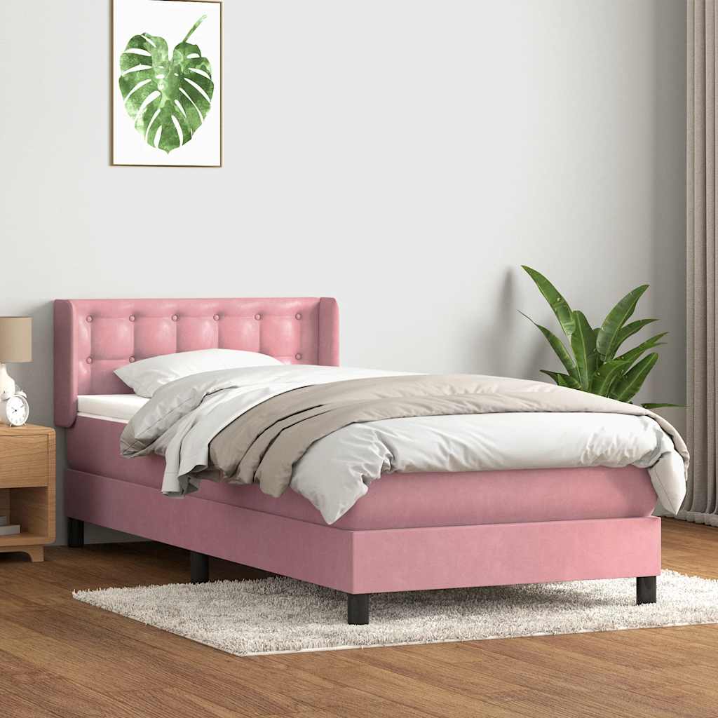 Sommier à lattes de lit avec matelas rose 80x220 cm velours - XIOS