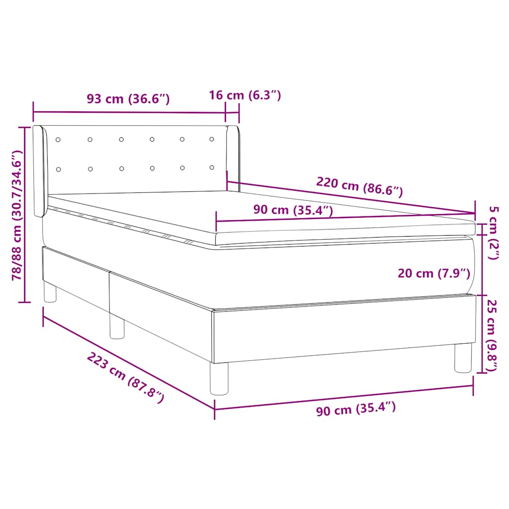Sommier à lattes de lit avec matelas rose 90x220 cm velours - XIOS