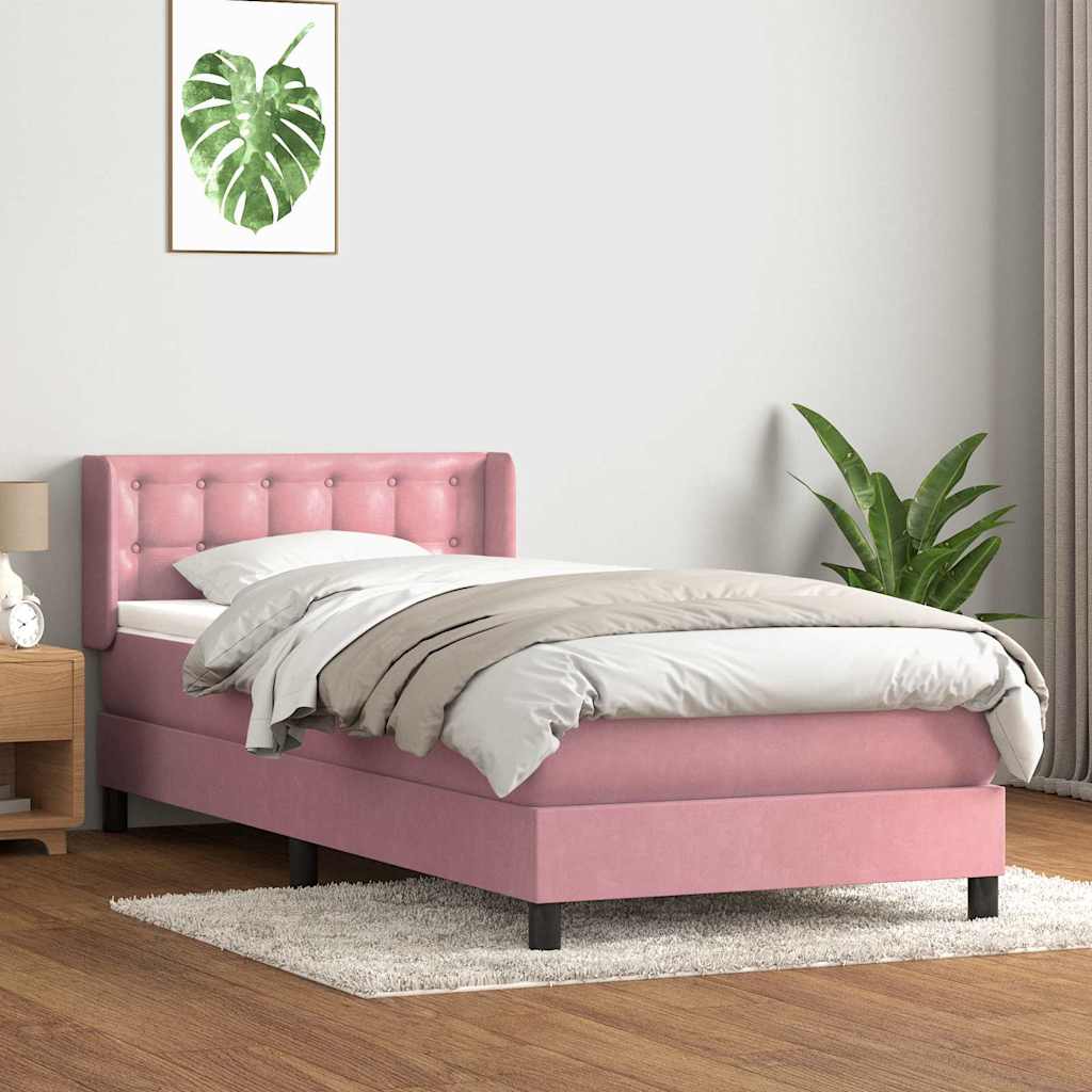 Sommier à lattes de lit avec matelas rose 90x220 cm velours - XIOS