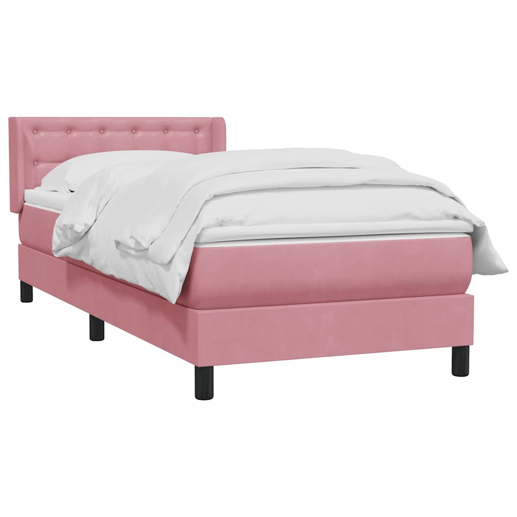 Sommier à lattes de lit avec matelas rose 100x220 cm velours - XIOS