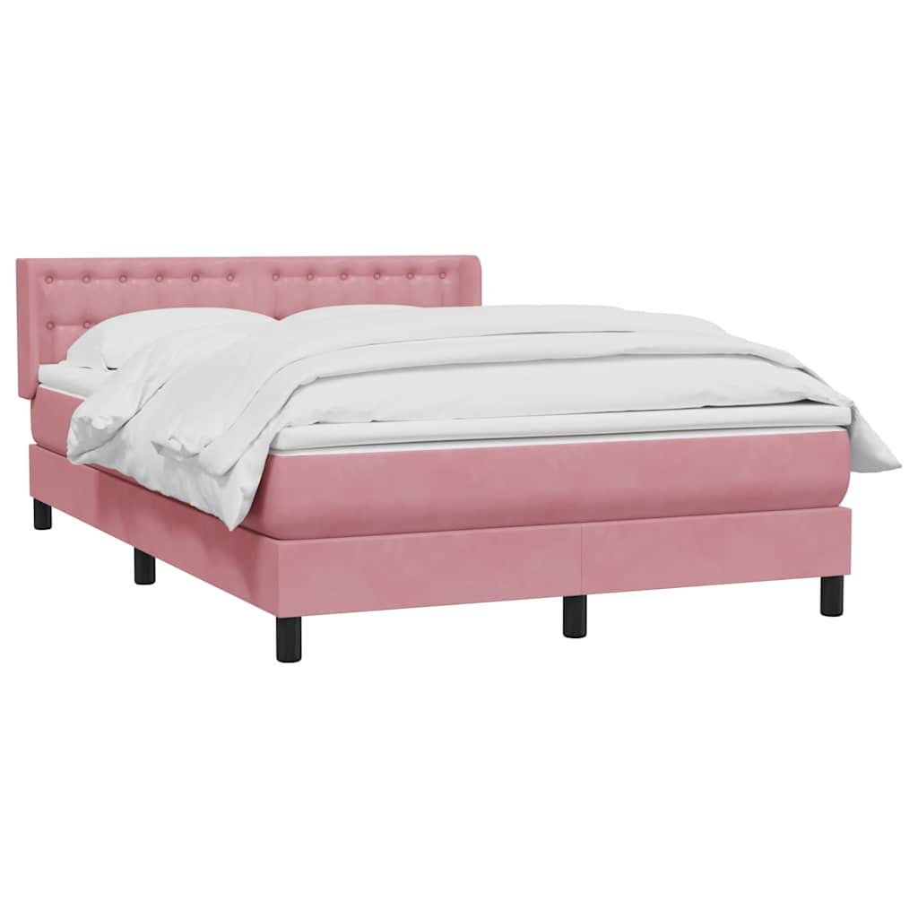 Sommier à lattes de lit avec matelas rose 140x220 cm velours - XIOS