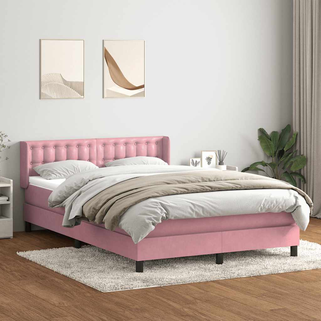Sommier à lattes de lit avec matelas rose 140x220 cm velours - XIOS