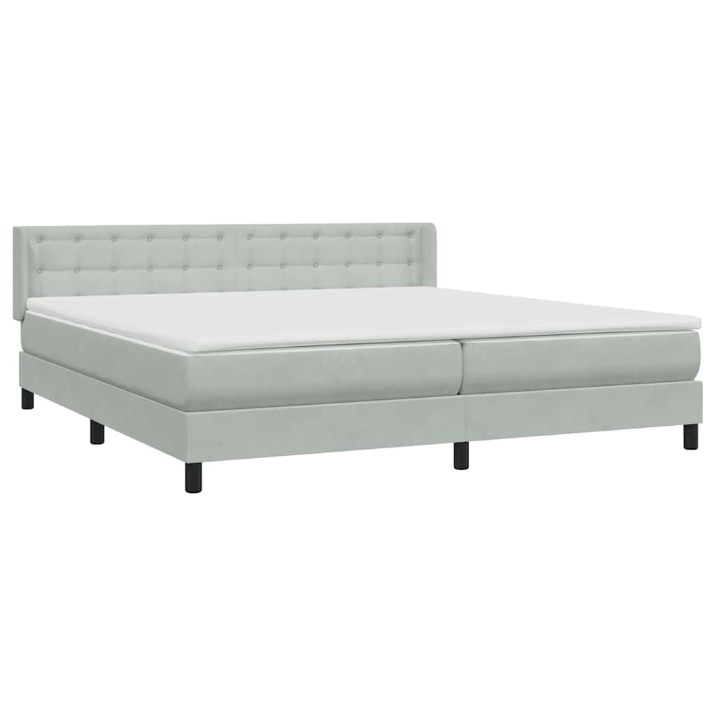 Sommier à lattes de lit et matelas gris clair 180x220cm velours - XIOS