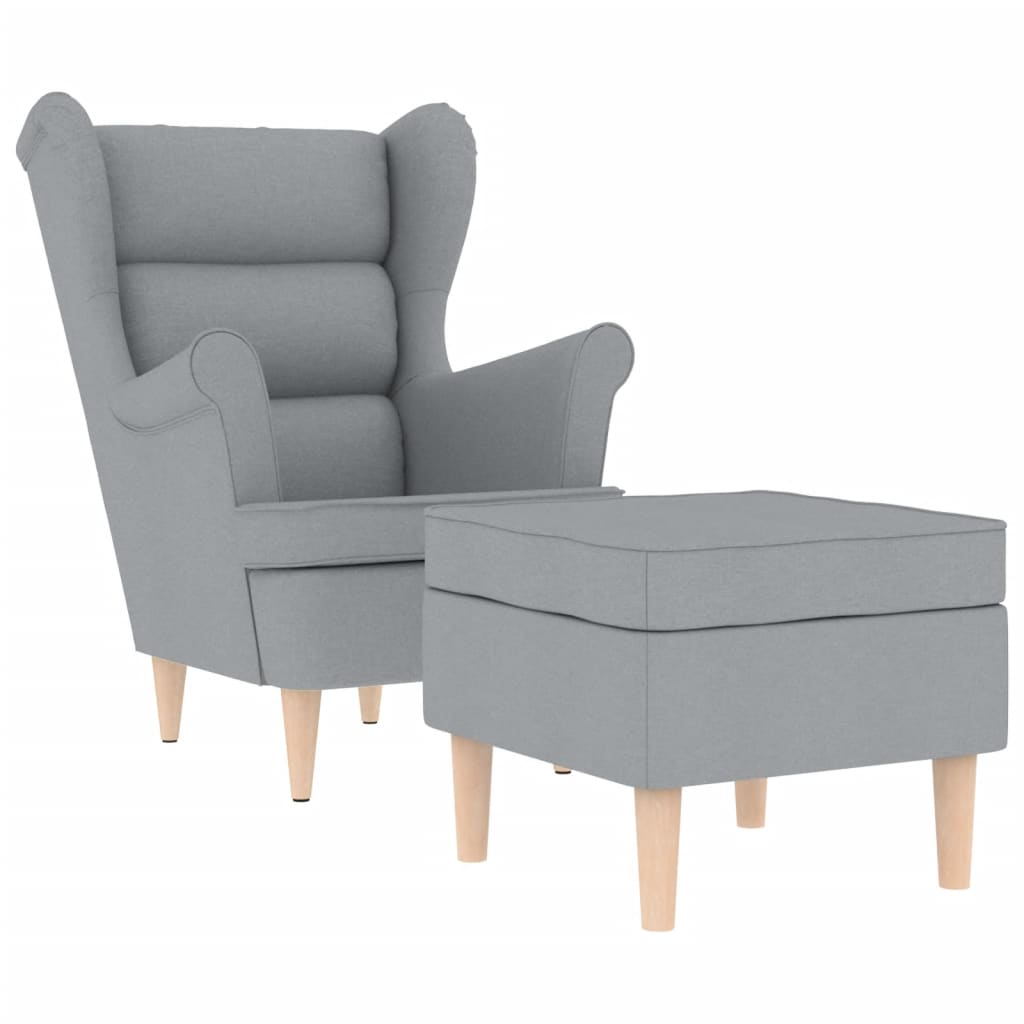 Fauteuil avec repose-pied Gris clair Tissu - XIOS