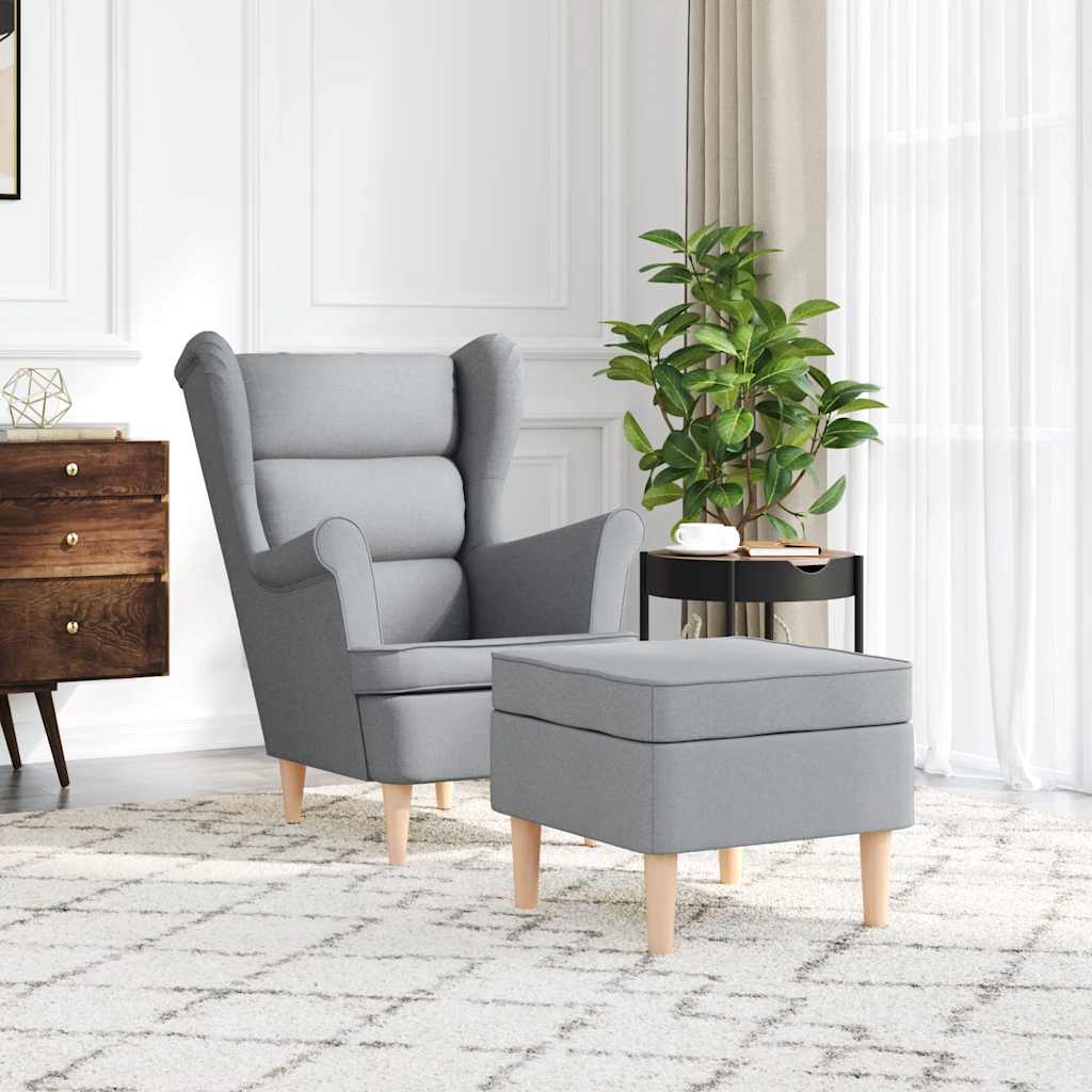 Fauteuil avec repose-pied Gris clair Tissu - XIOS
