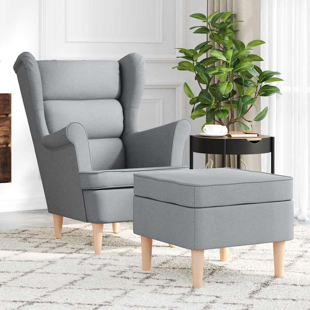 Fauteuil avec repose-pied Gris clair Tissu - XIOS