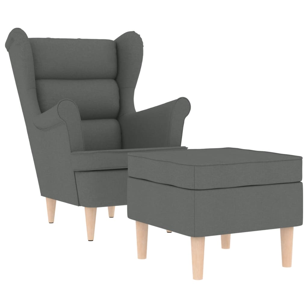 Fauteuil avec repose-pied Gris foncé Tissu - XIOS