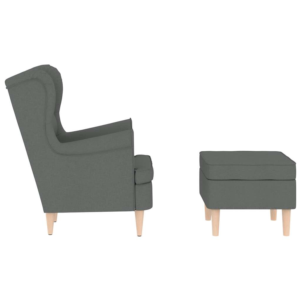 Fauteuil avec repose-pied Gris foncé Tissu - XIOS