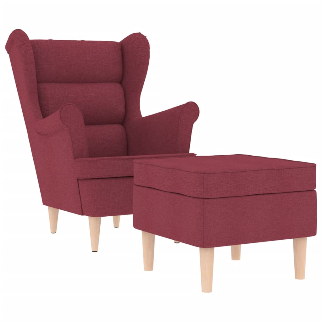 Fauteuil avec repose-pied Rouge bordeaux Tissu - XIOS