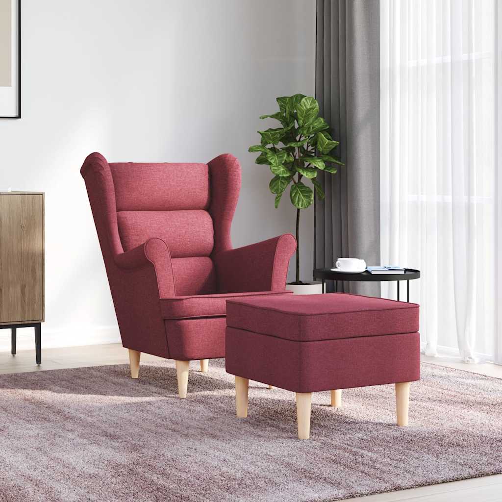 Fauteuil avec repose-pied Rouge bordeaux Tissu - XIOS