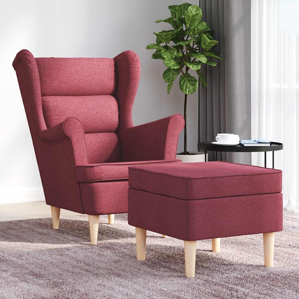 Fauteuil avec repose-pied Rouge bordeaux Tissu - XIOS