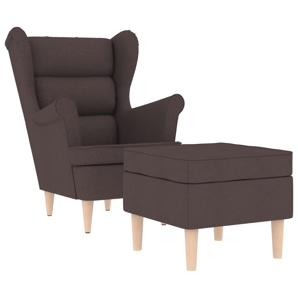 Fauteuil avec repose-pied Marron foncé Tissu - XIOS