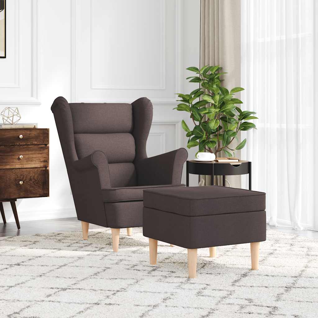 Fauteuil avec repose-pied Marron foncé Tissu - XIOS