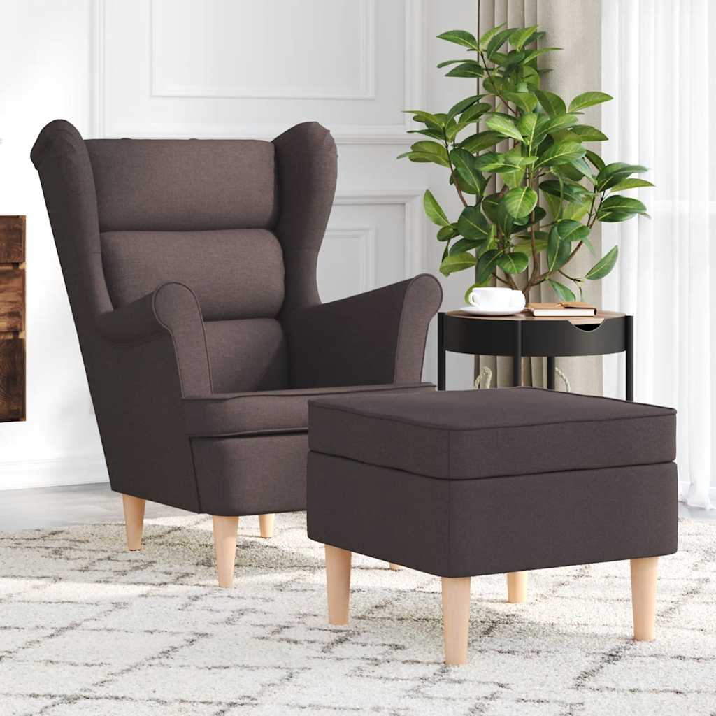 Fauteuil avec repose-pied Marron foncé Tissu - XIOS