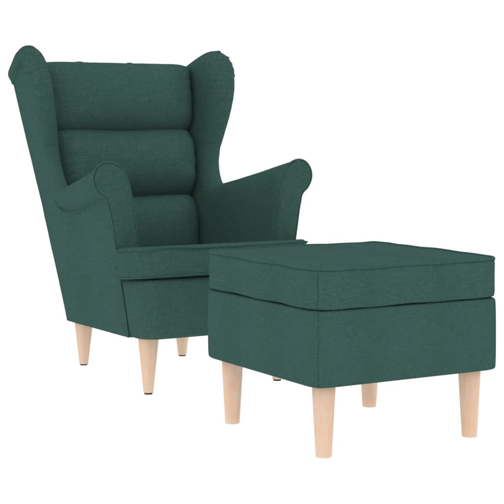 Fauteuil avec repose-pied Vert foncé Tissu - XIOS