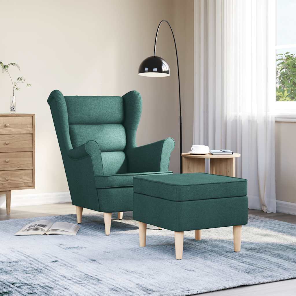 Fauteuil avec repose-pied Vert foncé Tissu - XIOS