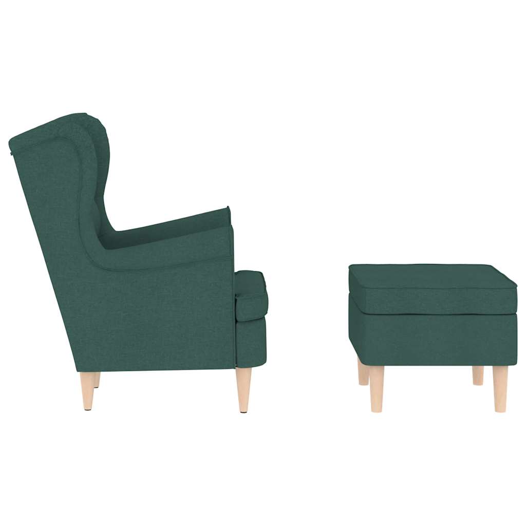 Fauteuil avec repose-pied Vert foncé Tissu - XIOS