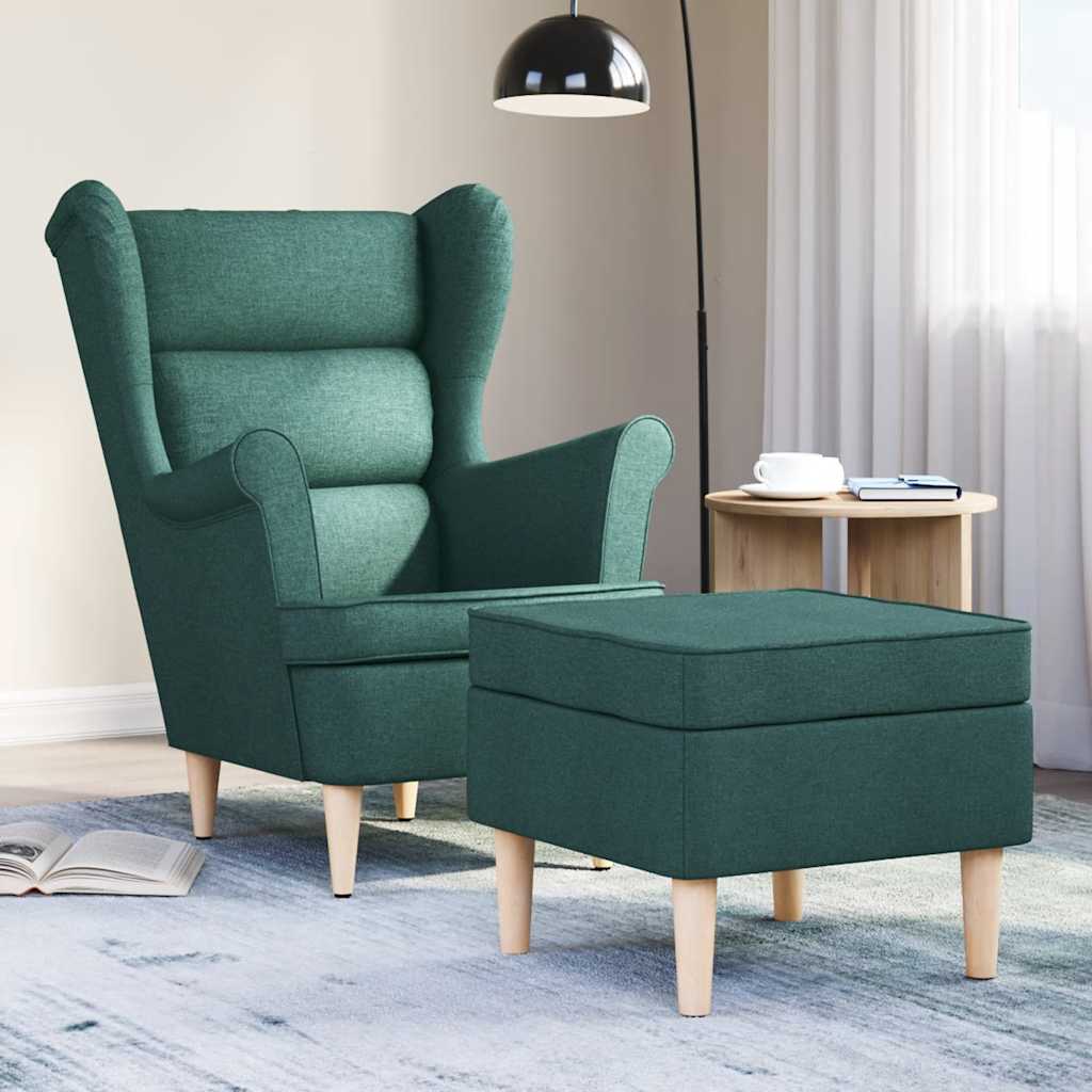 Fauteuil avec repose-pied Vert foncé Tissu - XIOS