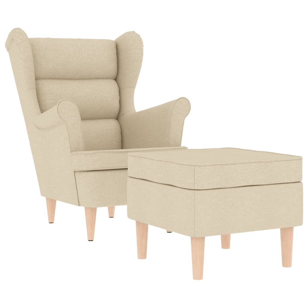 Fauteuil avec repose-pied Crème Tissu - XIOS
