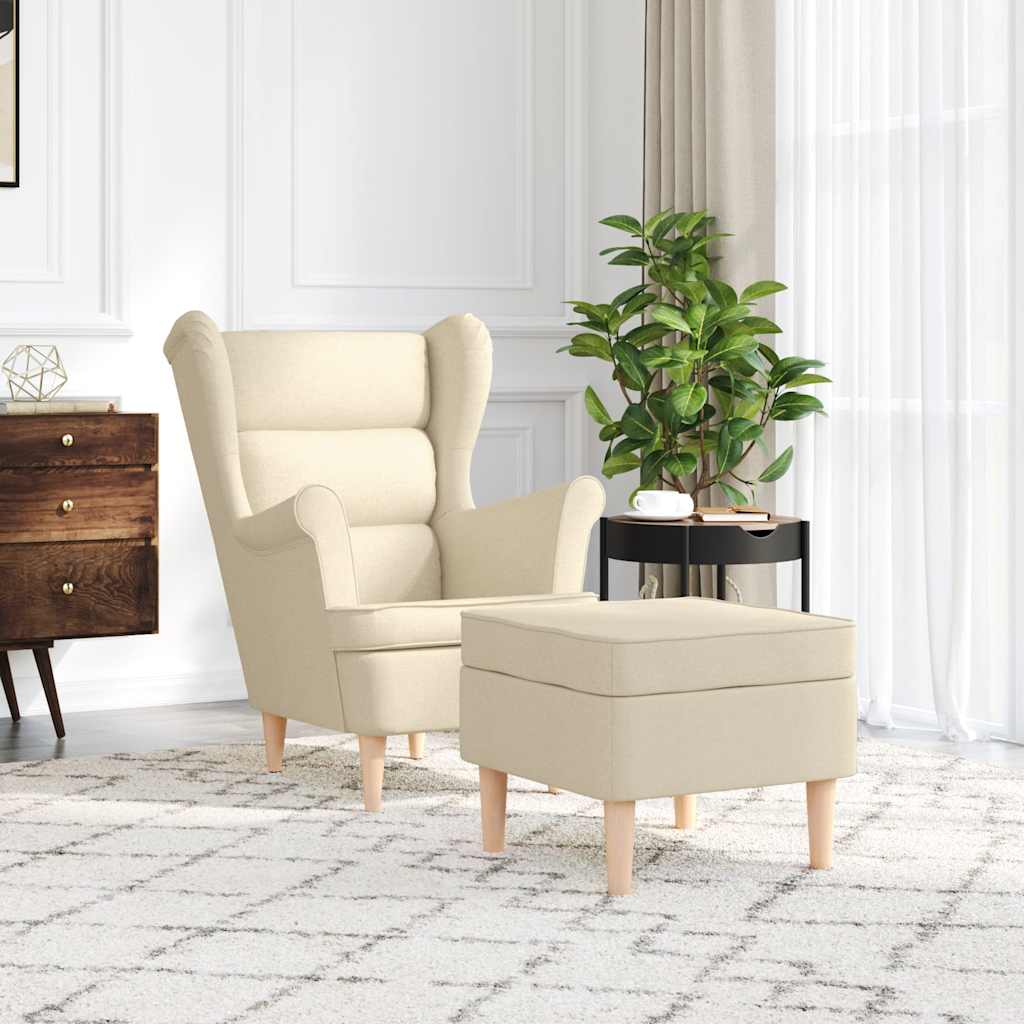Fauteuil avec repose-pied Crème Tissu - XIOS