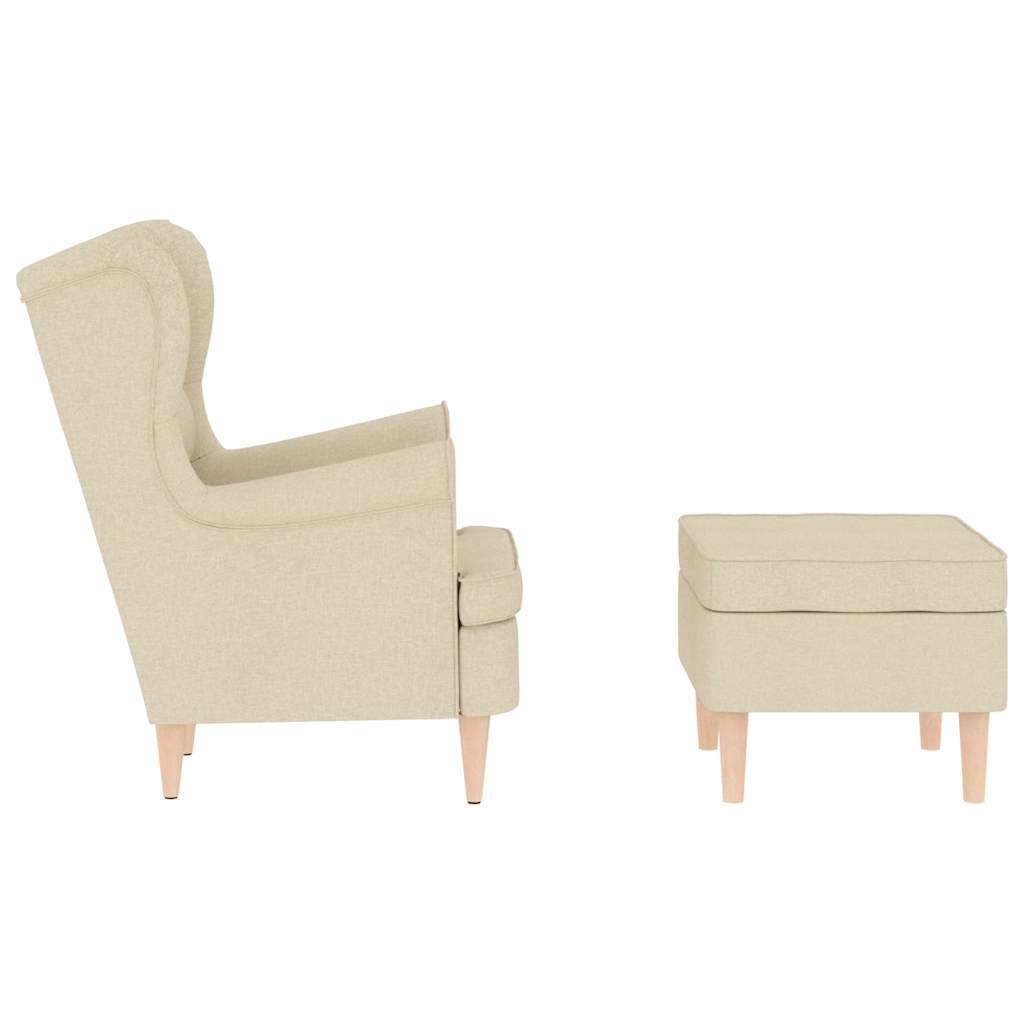 Fauteuil avec repose-pied Crème Tissu - XIOS