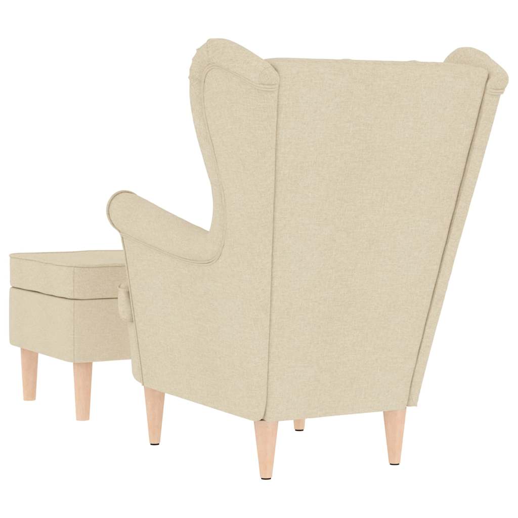 Fauteuil avec repose-pied Crème Tissu - XIOS