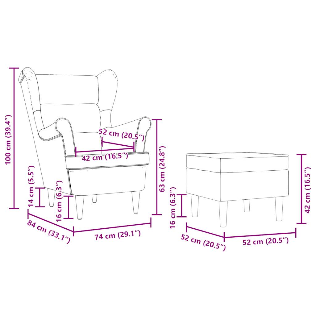 Fauteuil avec repose-pied Crème Tissu - XIOS