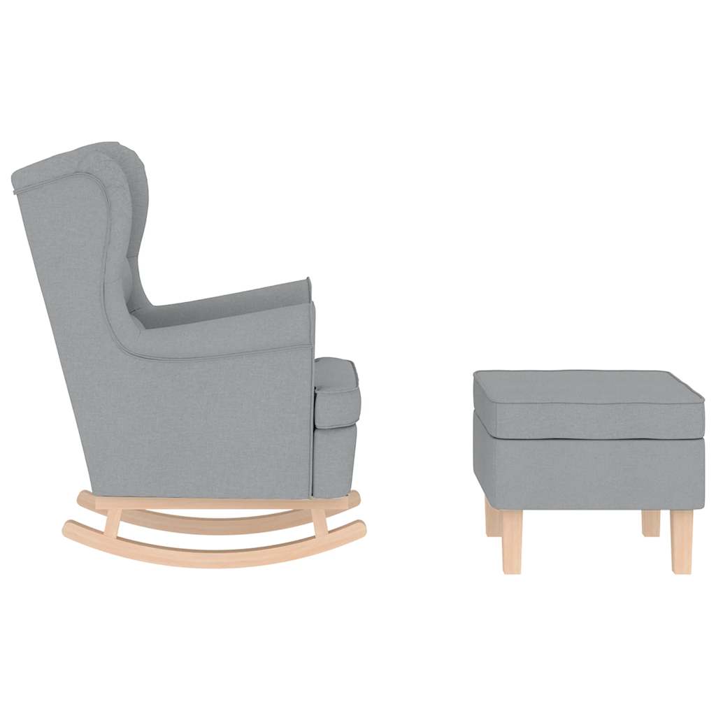 Chaise à bascule avec repose-pied Gris clair Tissu - XIOS