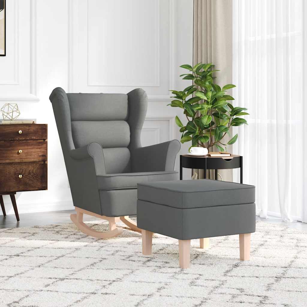 Chaise à bascule avec repose-pied Gris foncé Tissu - XIOS