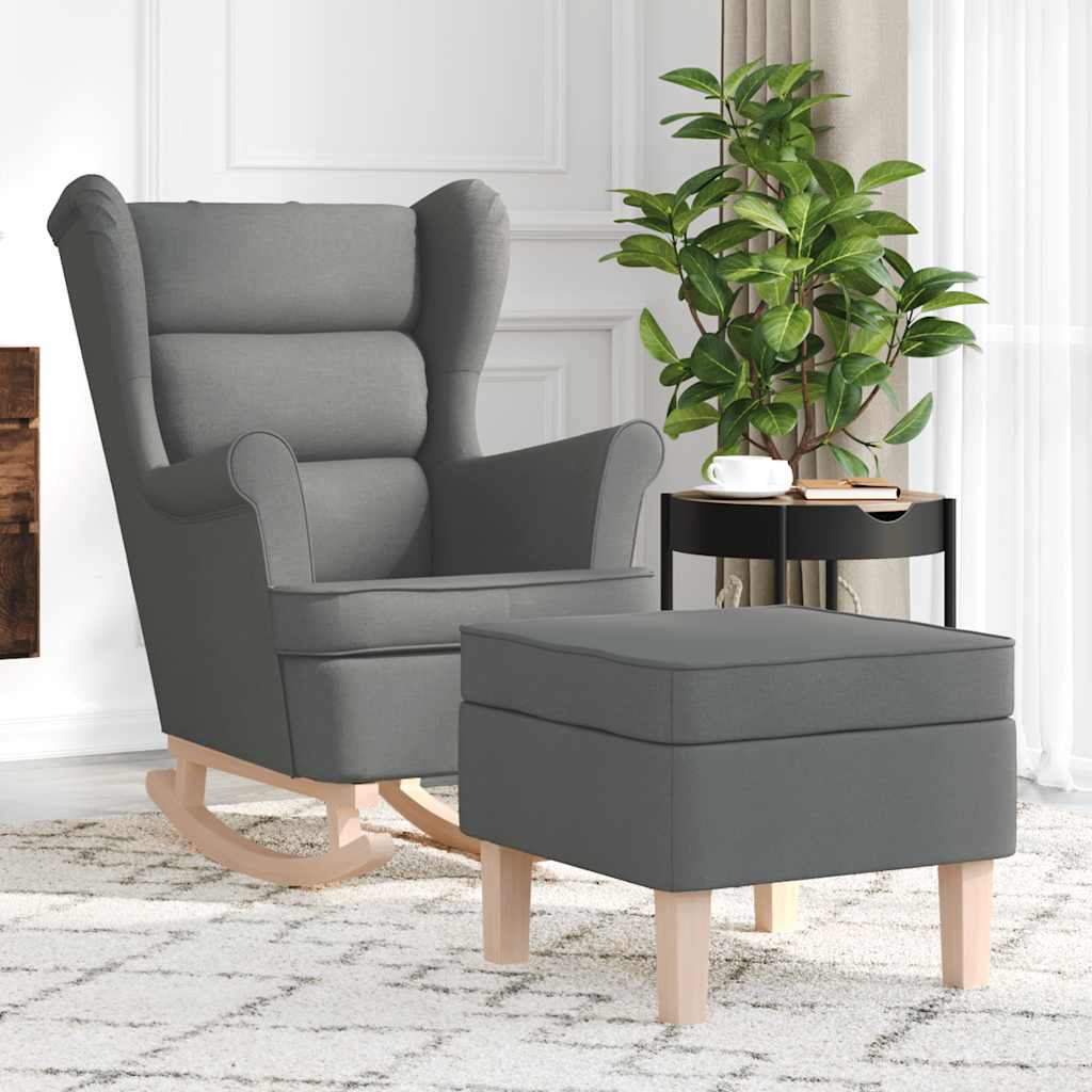 Chaise à bascule avec repose-pied Gris foncé Tissu - XIOS