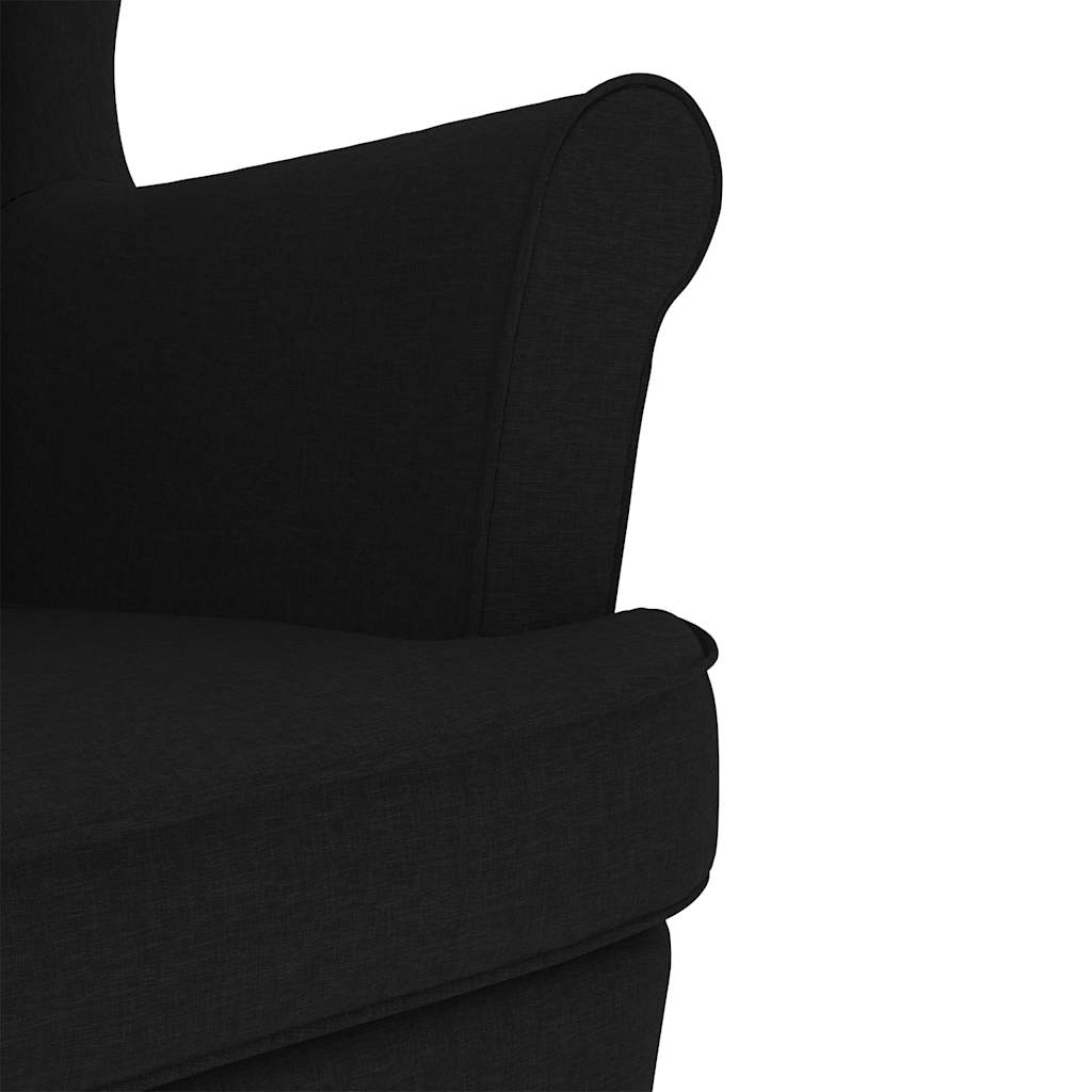 Chaise à bascule avec repose-pied Noir Tissu - XIOS