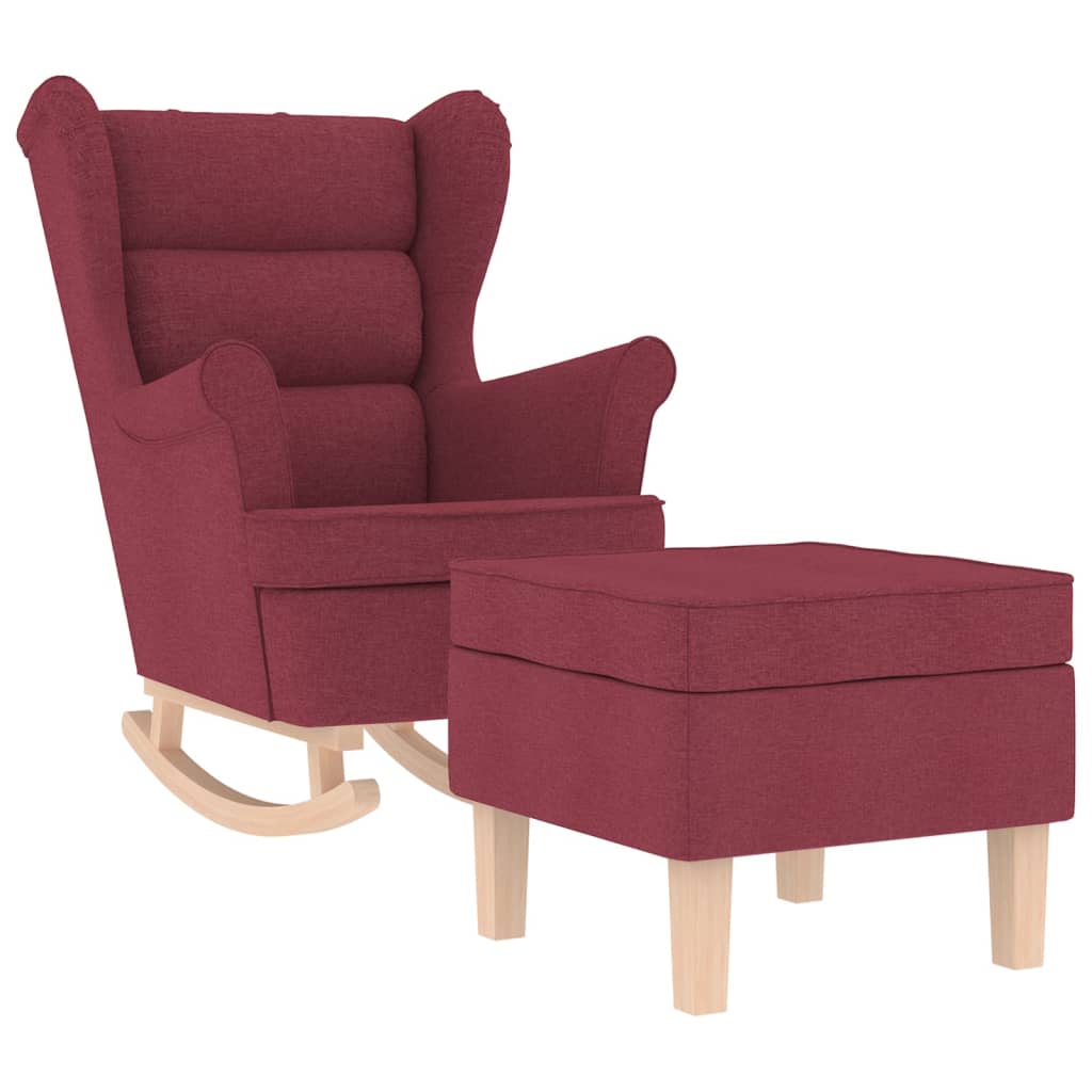 Chaise à bascule avec repose-pied Rouge bordeaux Tissu - XIOS