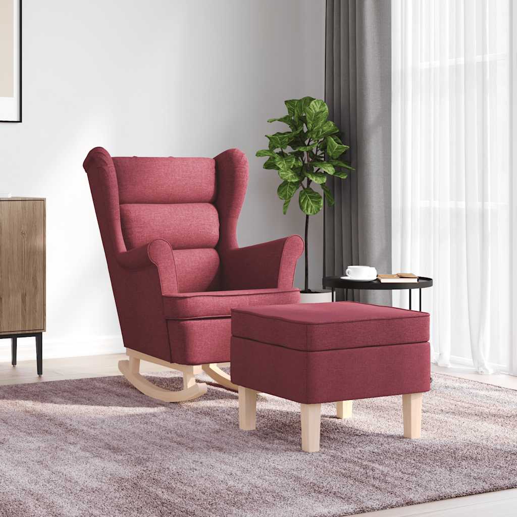 Chaise à bascule avec repose-pied Rouge bordeaux Tissu