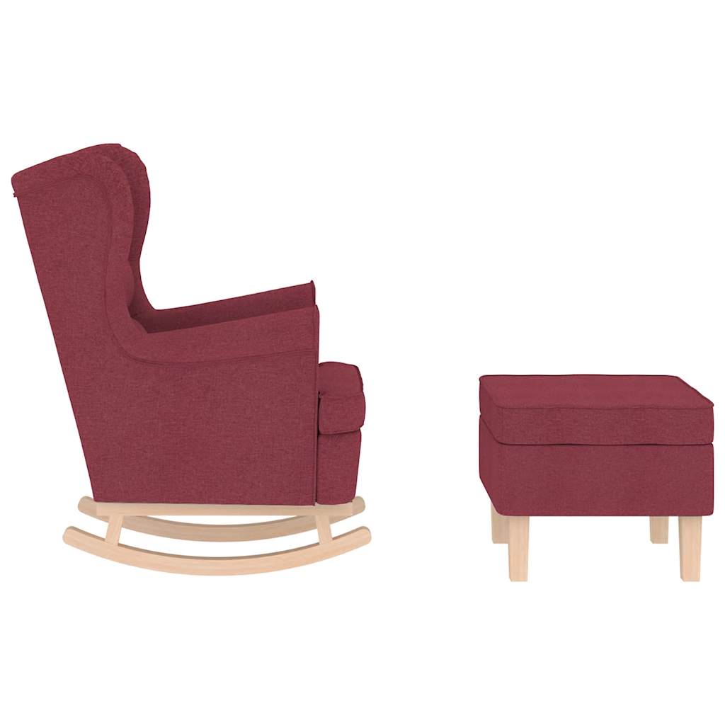 Chaise à bascule avec repose-pied Rouge bordeaux Tissu - XIOS