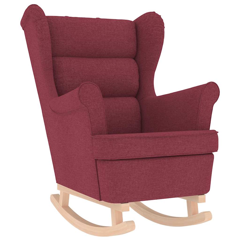 Chaise à bascule avec repose-pied Rouge bordeaux Tissu