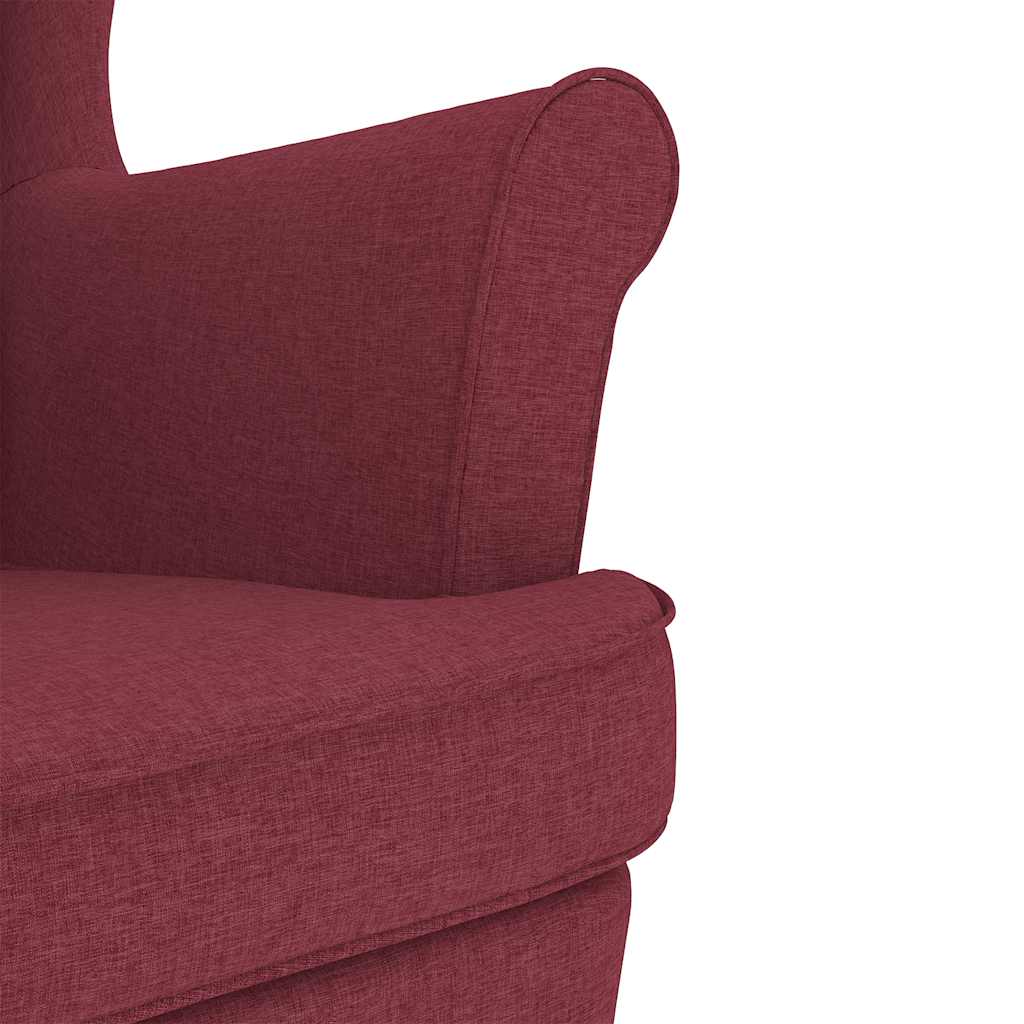 Chaise à bascule avec repose-pied Rouge bordeaux Tissu