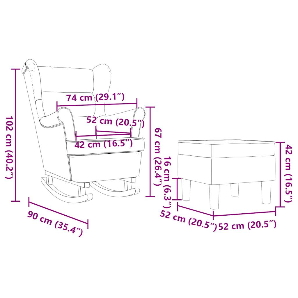 Chaise à bascule avec repose-pied Rouge bordeaux Tissu - XIOS