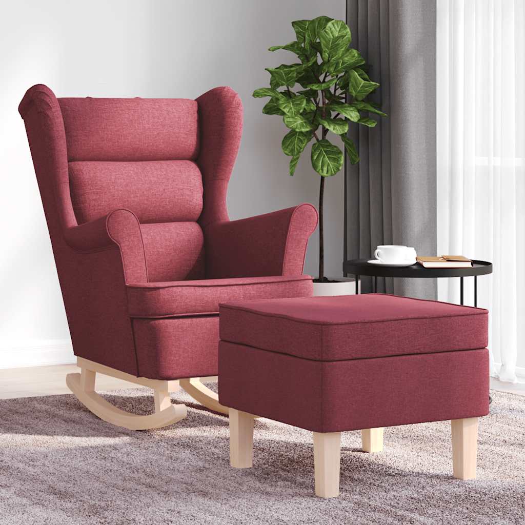 Chaise à bascule avec repose-pied Rouge bordeaux Tissu - XIOS