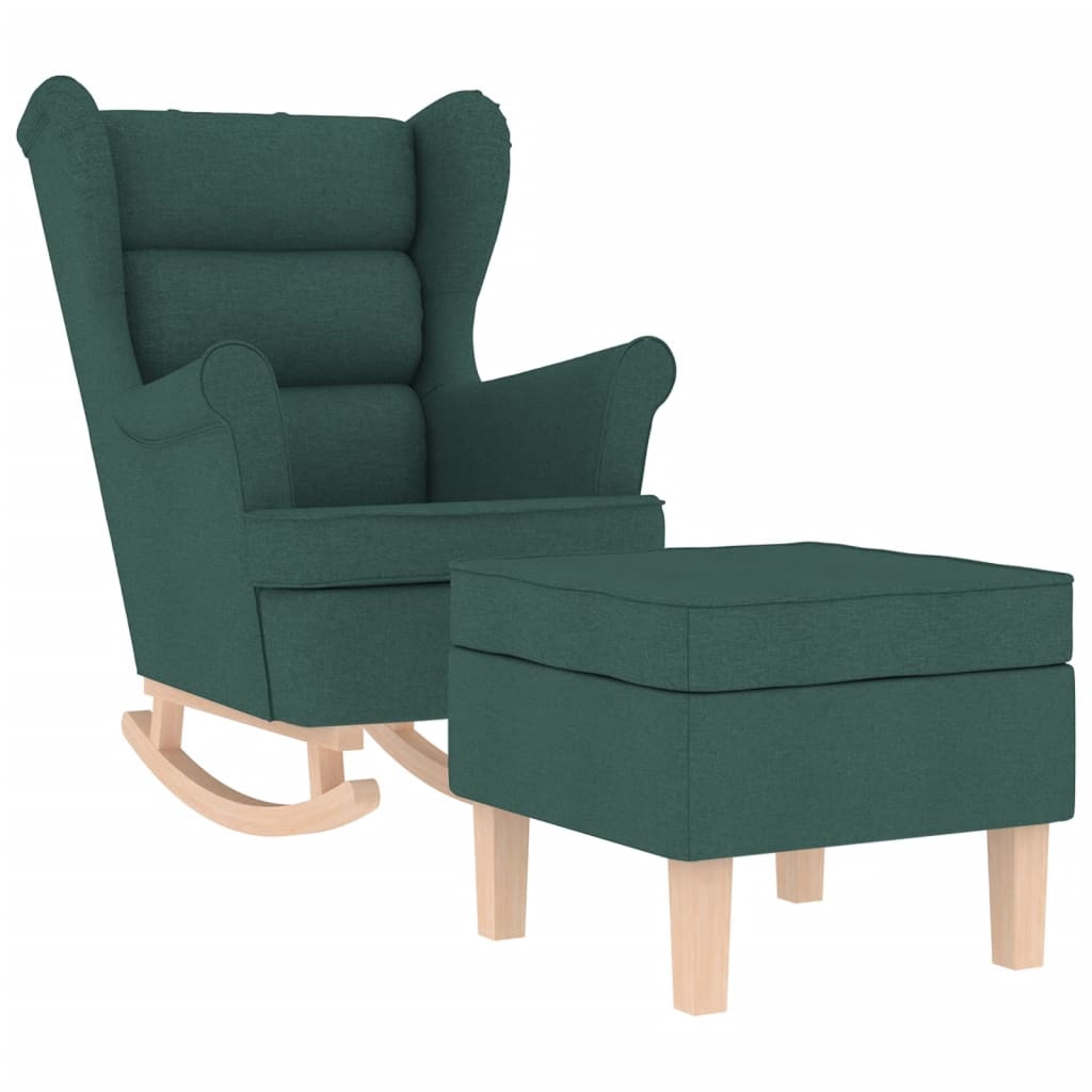 Chaise à bascule avec repose-pied Vert foncé Tissu