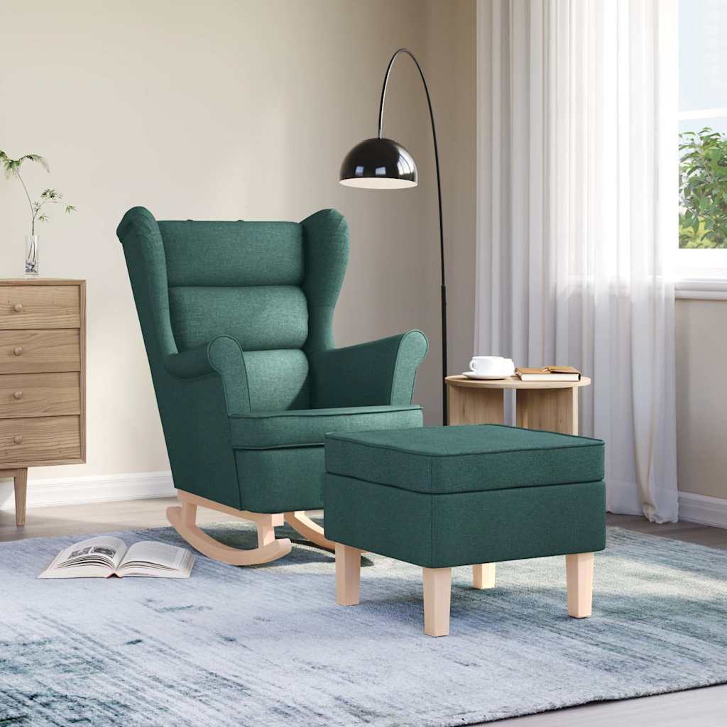 Chaise à bascule avec repose-pied Vert foncé Tissu - XIOS