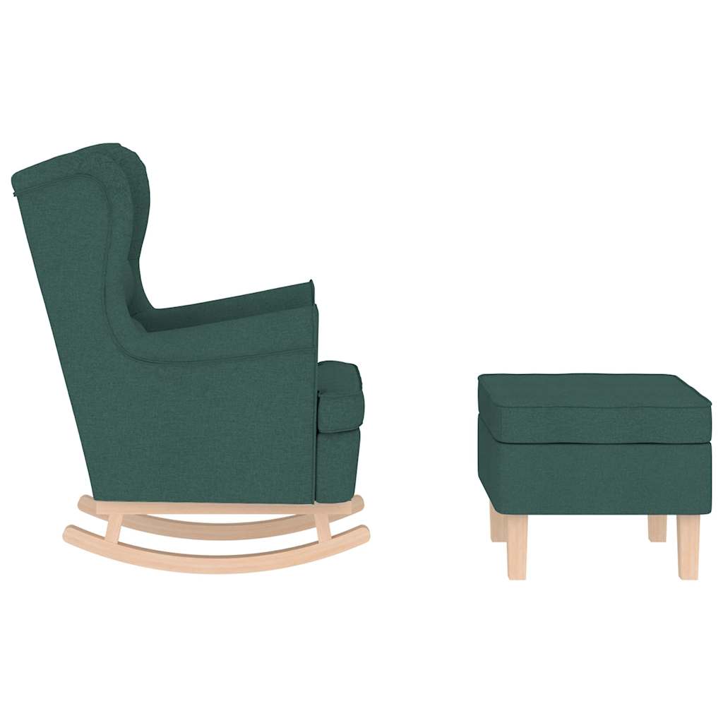 Chaise à bascule avec repose-pied Vert foncé Tissu - XIOS
