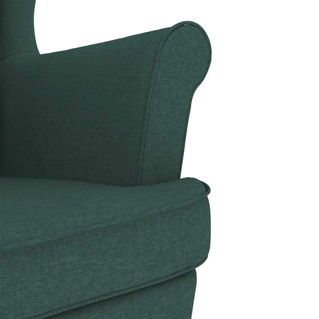 Chaise à bascule avec repose-pied Vert foncé Tissu - XIOS