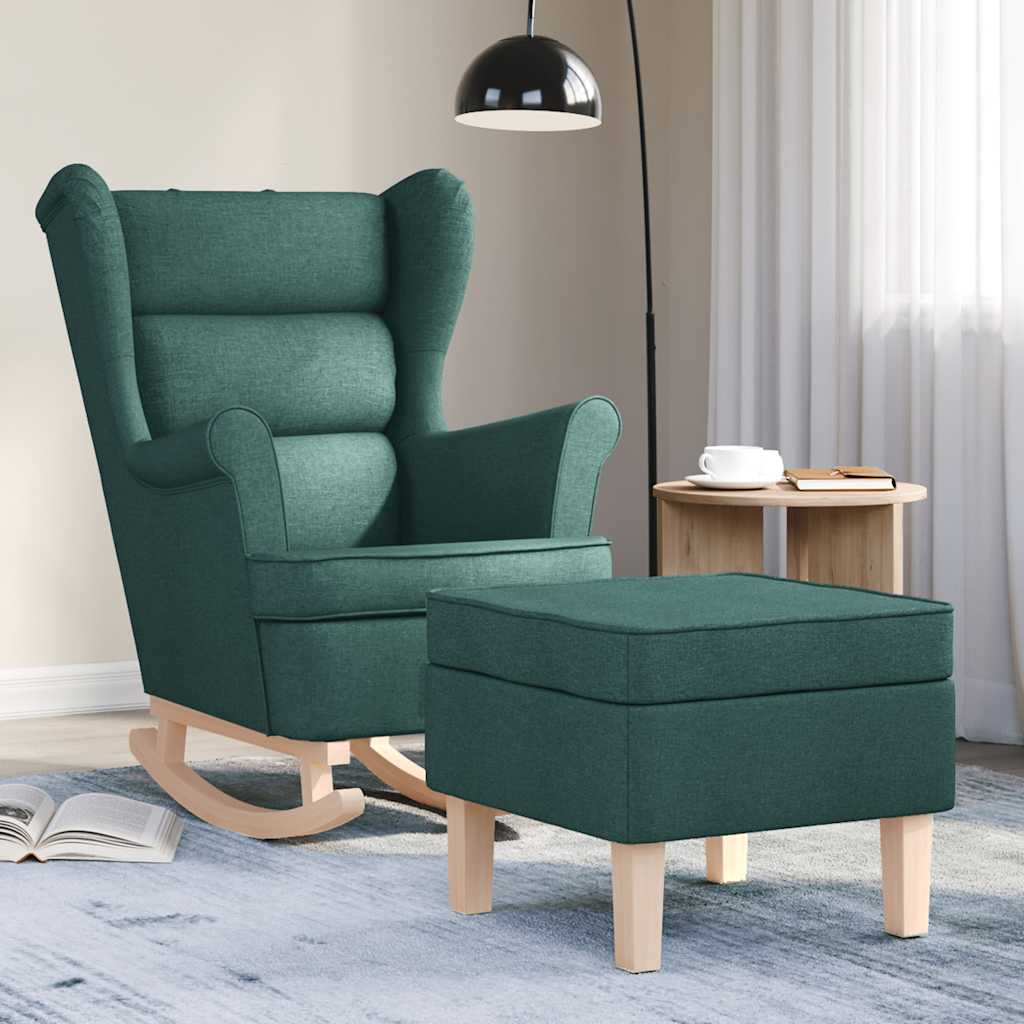 Chaise à bascule avec repose-pied Vert foncé Tissu - XIOS