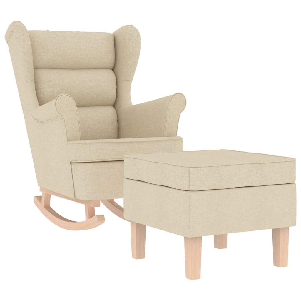 Chaise à bascule avec repose-pied Crème Tissu - XIOS