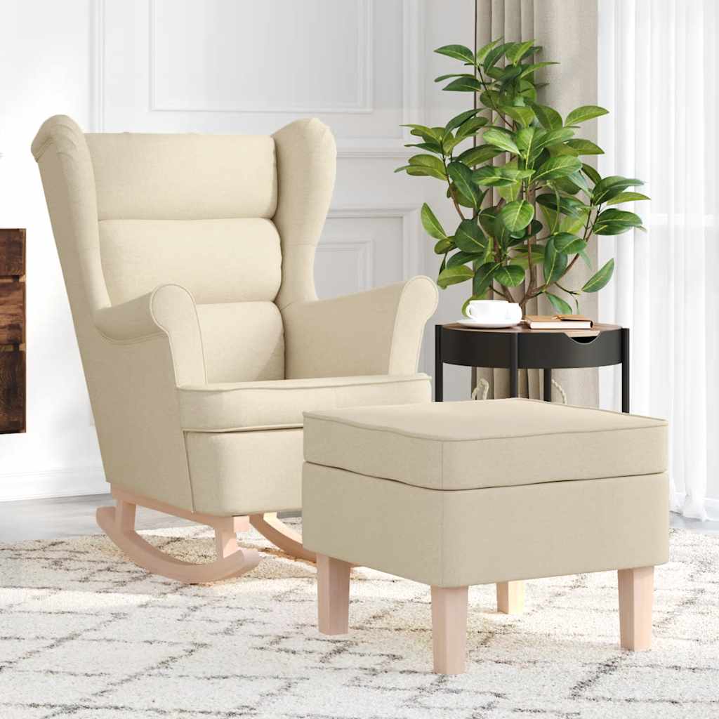 Chaise à bascule avec repose-pied Crème Tissu - XIOS