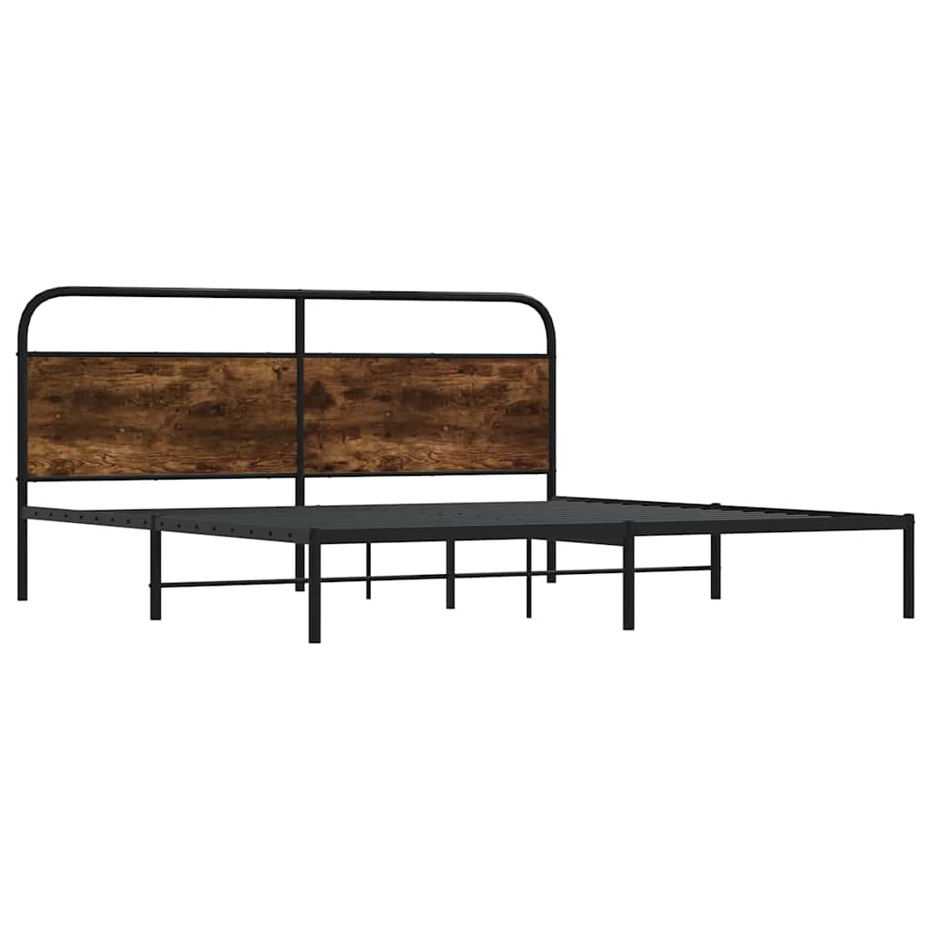 Cadre de lit en métal sans matelas chêne fumé 183x213 cm - XIOS