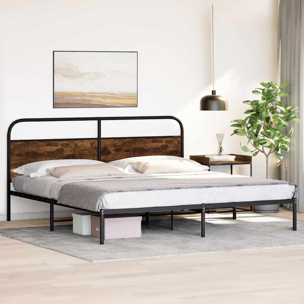 Cadre de lit en métal sans matelas chêne fumé 183x213 cm - XIOS