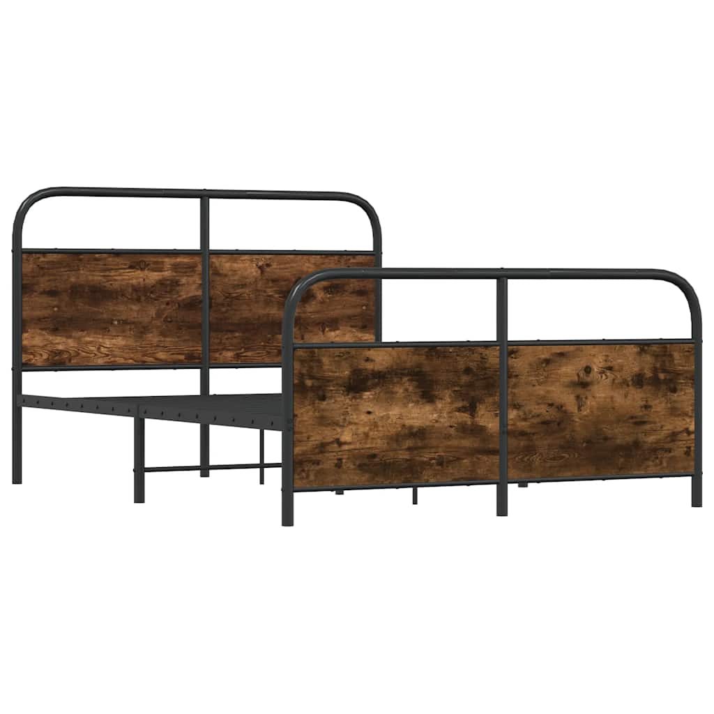 Cadre de lit en métal sans matelas chêne fumé 140x190 cm - XIOS